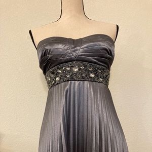 Strapless silver cocktail dress